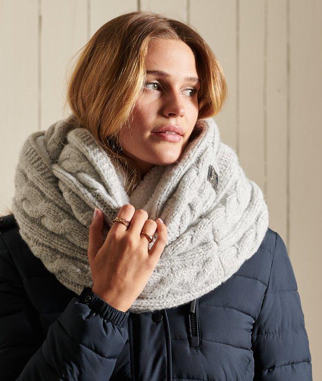 superdry Cubrecuellos en punto trenzado de tweed