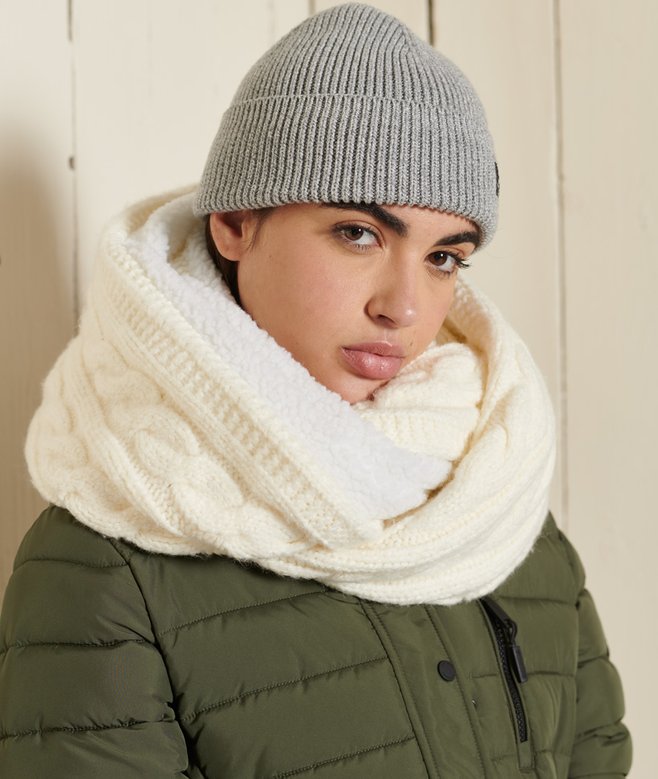 superdry Cubrecuellos en punto trenzado de tweed