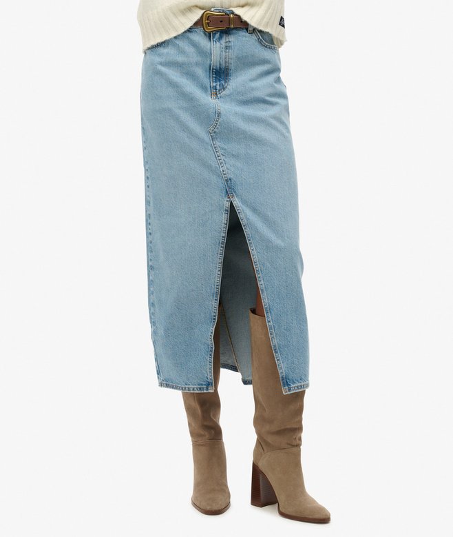 Superdry Falda Larga Vaquera Con Abertura