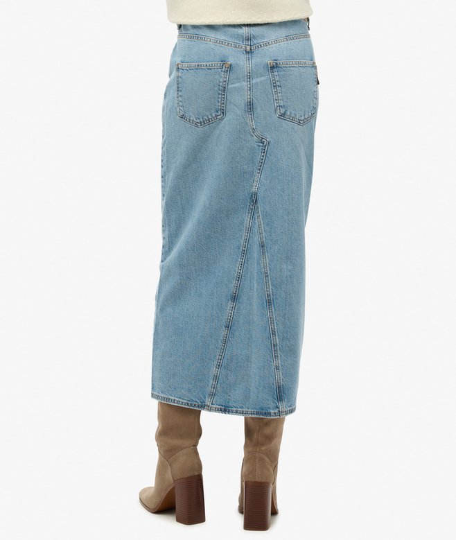 Superdry Falda Larga Vaquera Con Abertura