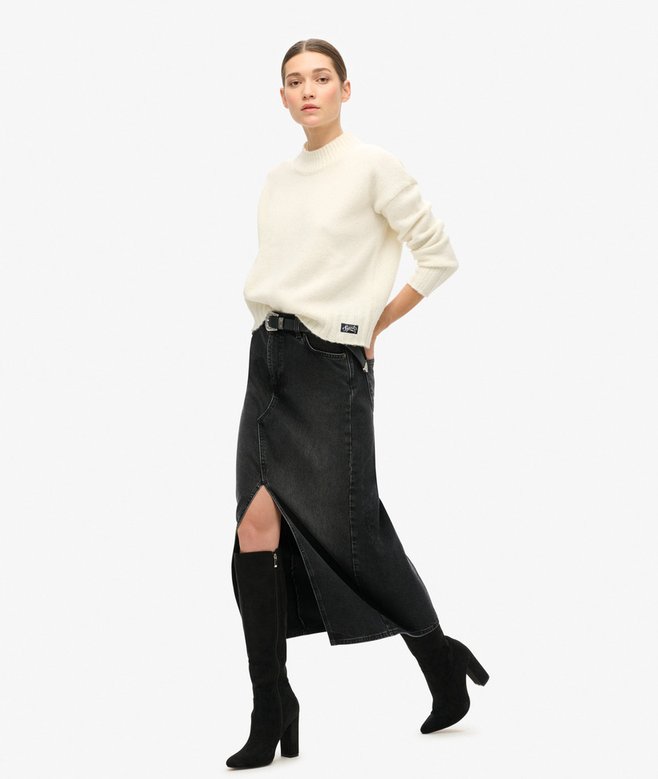 Superdry Falda Larga Vaquera Con Abertura