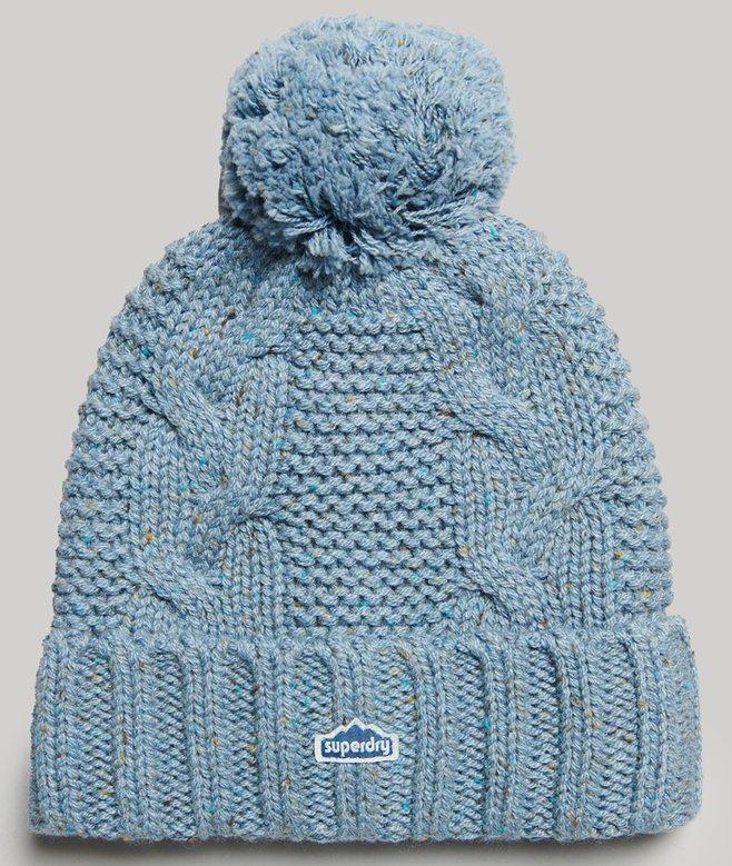 superdry Gorro en punto trenzado con pompón