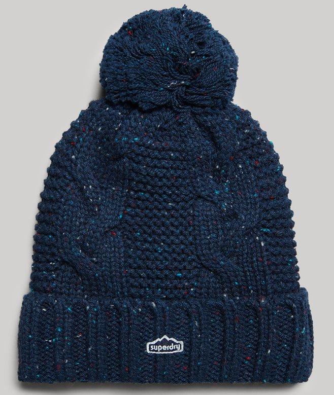 superdry Gorro en punto trenzado con pompón