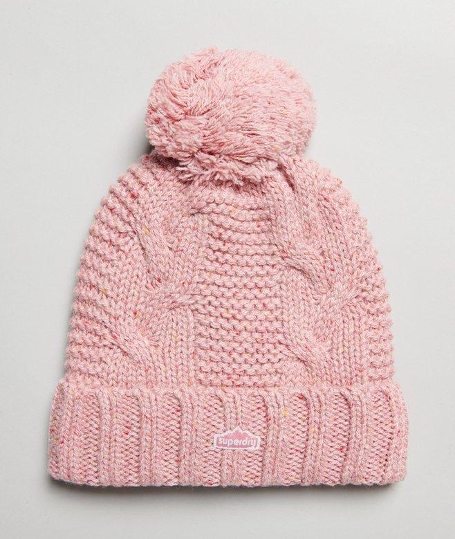 superdry Gorro en punto trenzado con pompón