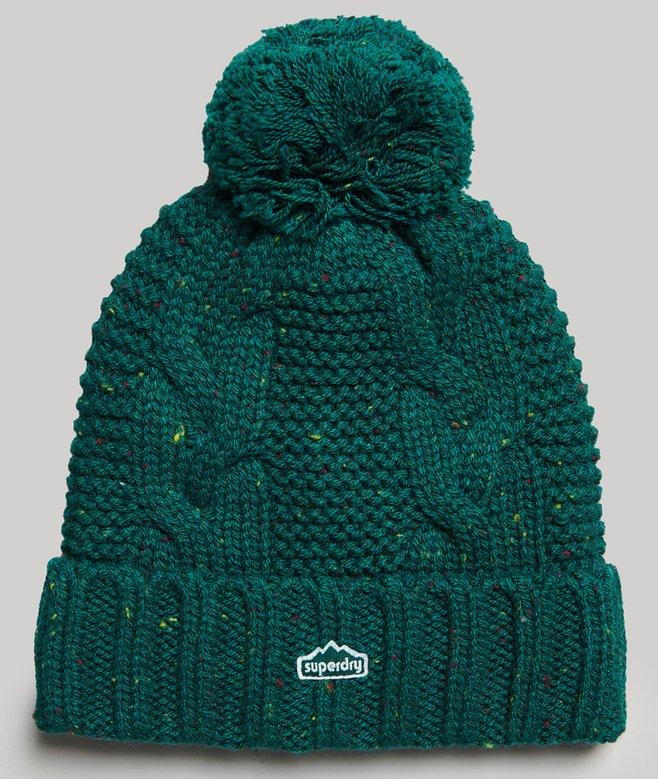 superdry Gorro en punto trenzado con pompón