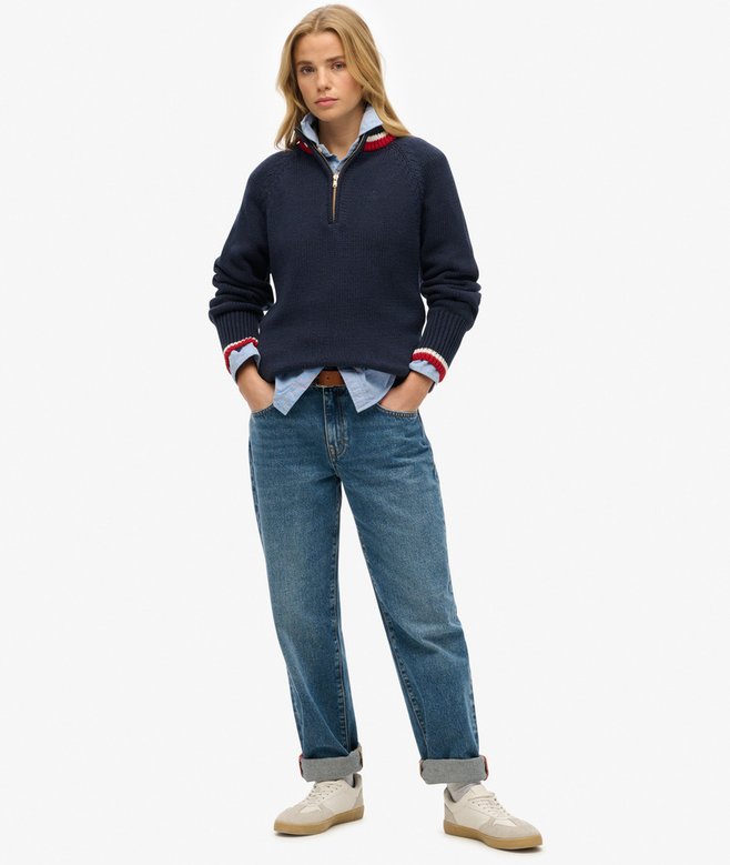 Superdry Jersey Con Media Cremallera Ribeteado