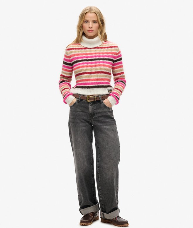 Superdry Jersey Corto De Cuello Vuelto De Rayas