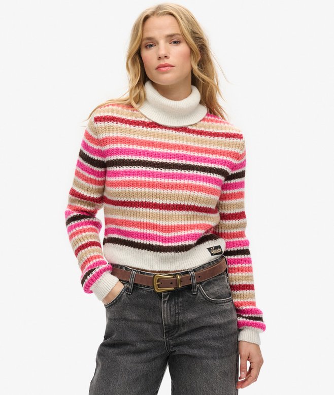 superdry Jersey corto de cuello vuelto de rayas