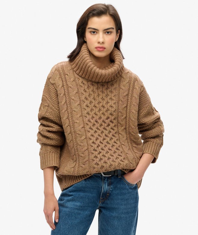 superdry Jersey de cuello vuelto en punto trenzado
