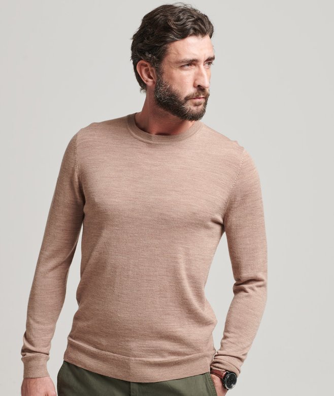 superdry Jersey de lana merina de cuello redondo