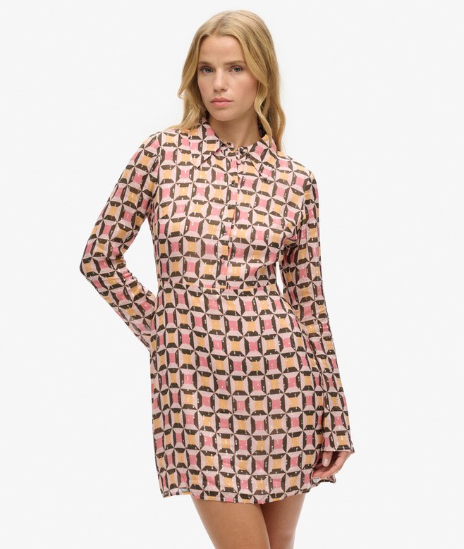 superdry Minivestido camisero estampado