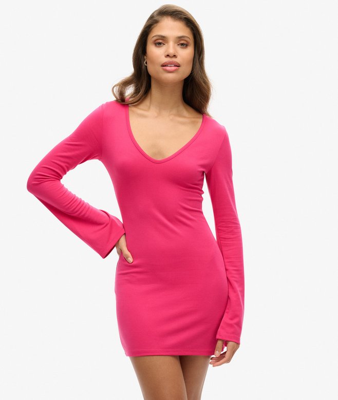 superdry Minivestido ceñido de manga acampanada
