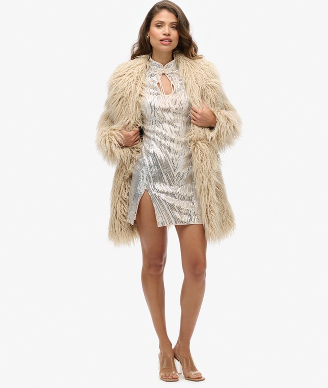 Superdry Minivestido Con Cuello Mao Y Lentejuelas