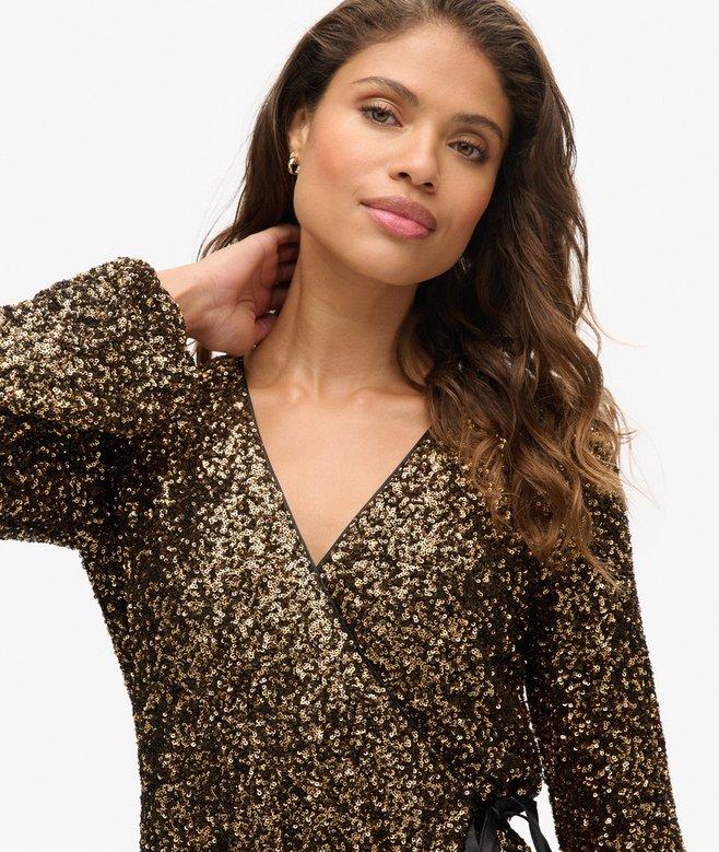 Superdry Minivestido Cruzado Con Lentejuelas