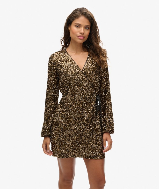superdry Minivestido cruzado con lentejuelas