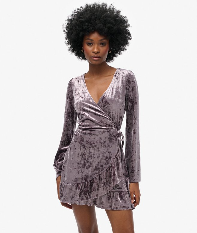 superdry Minivestido cruzado de terciopelo