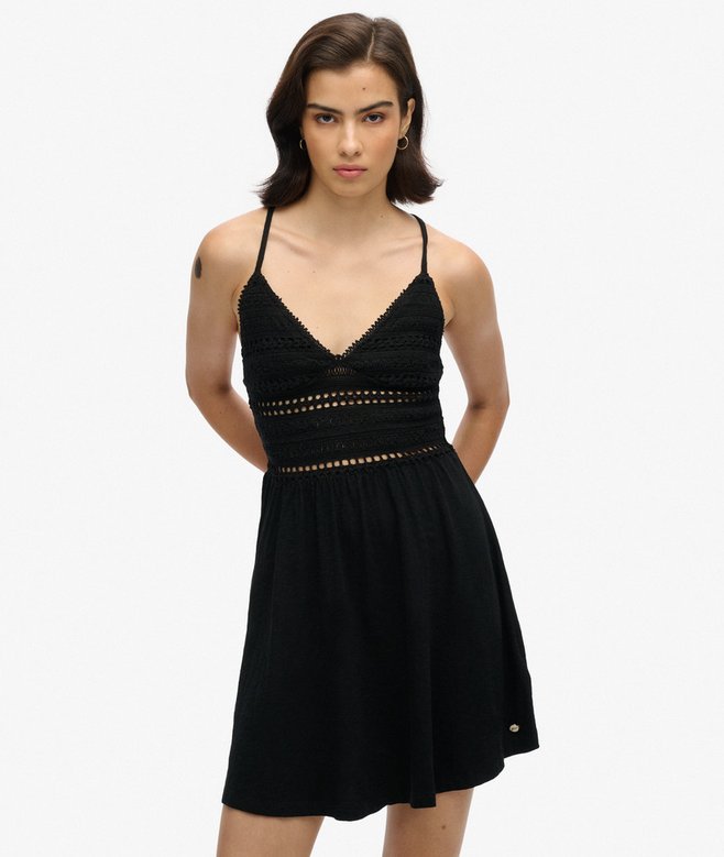 superdry Minivestido de encaje y punto