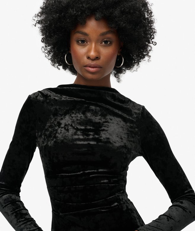 Superdry Minivestido De Manga Larga De Terciopelo