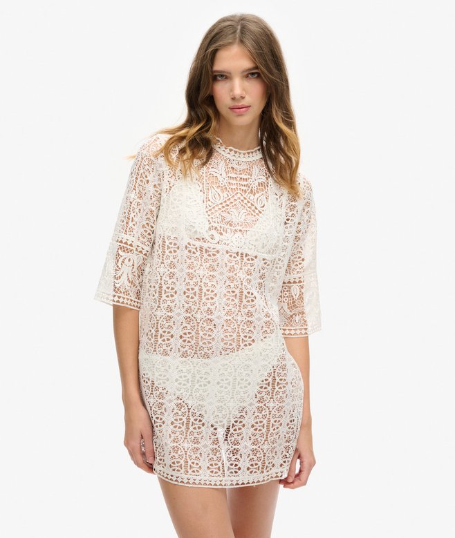 superdry Minivestido de playa tipo pareo de encaje