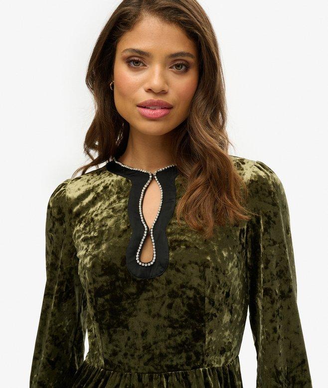 Superdry Minivestido De Terciopelo Diamante