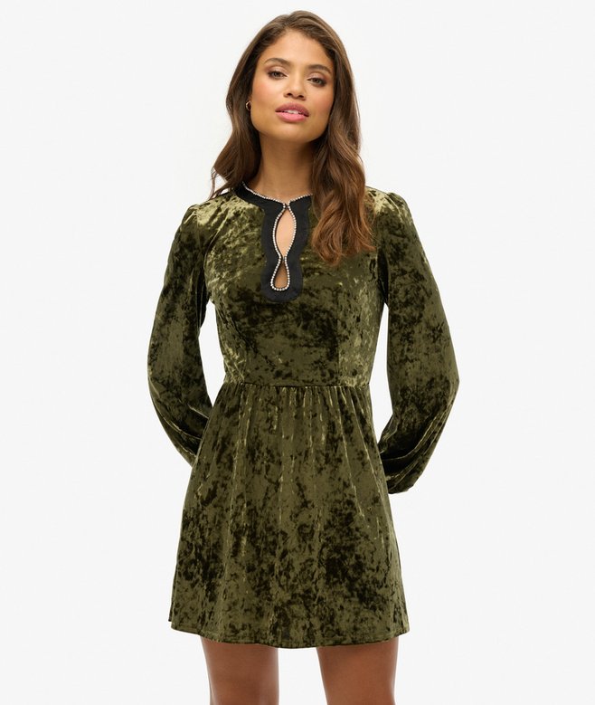 superdry Minivestido de terciopelo Diamante