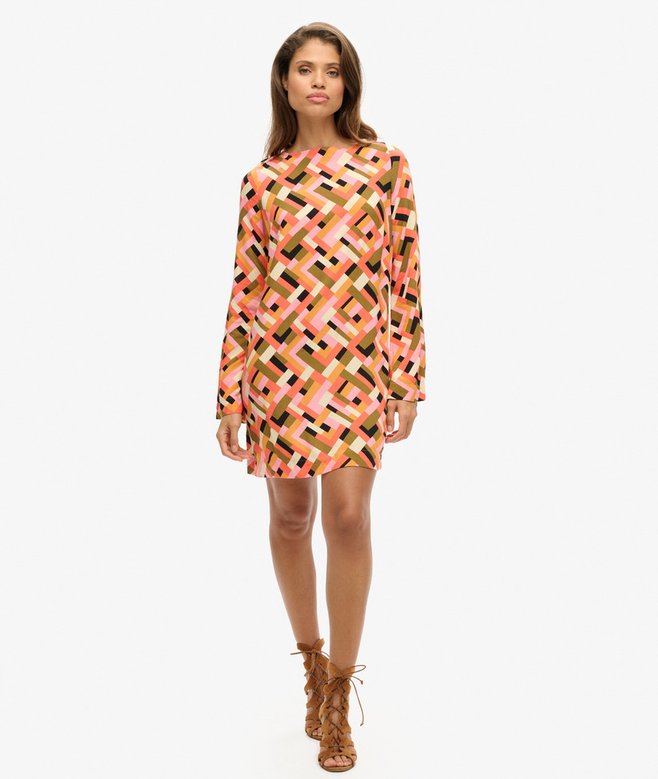 Superdry Minivestido Estampado Con Espalda Abierta