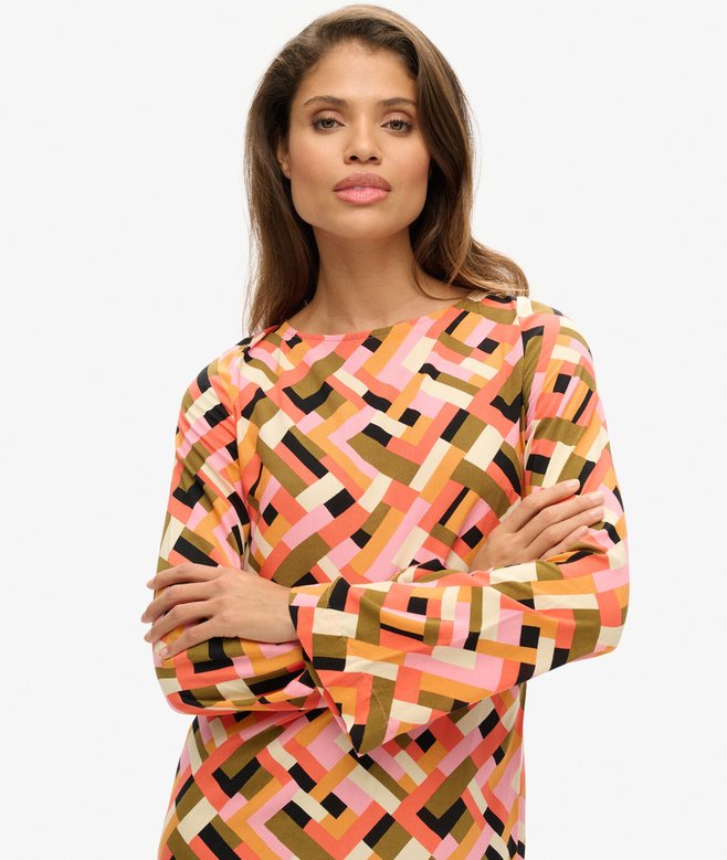 Superdry Minivestido Estampado Con Espalda Abierta