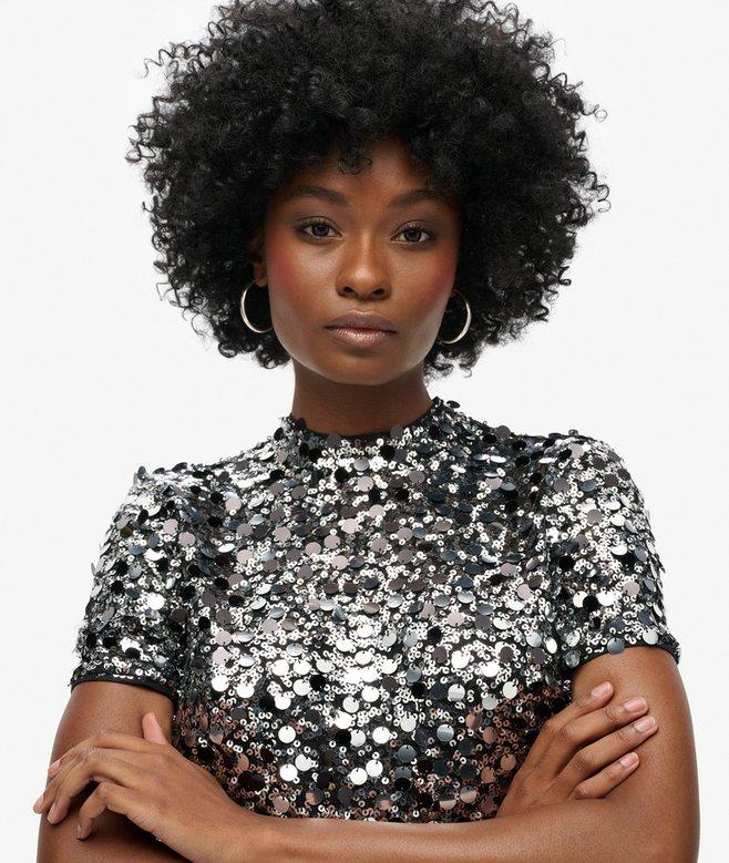 Superdry Minivestido Tipo Camiseta Con Lentejuelas