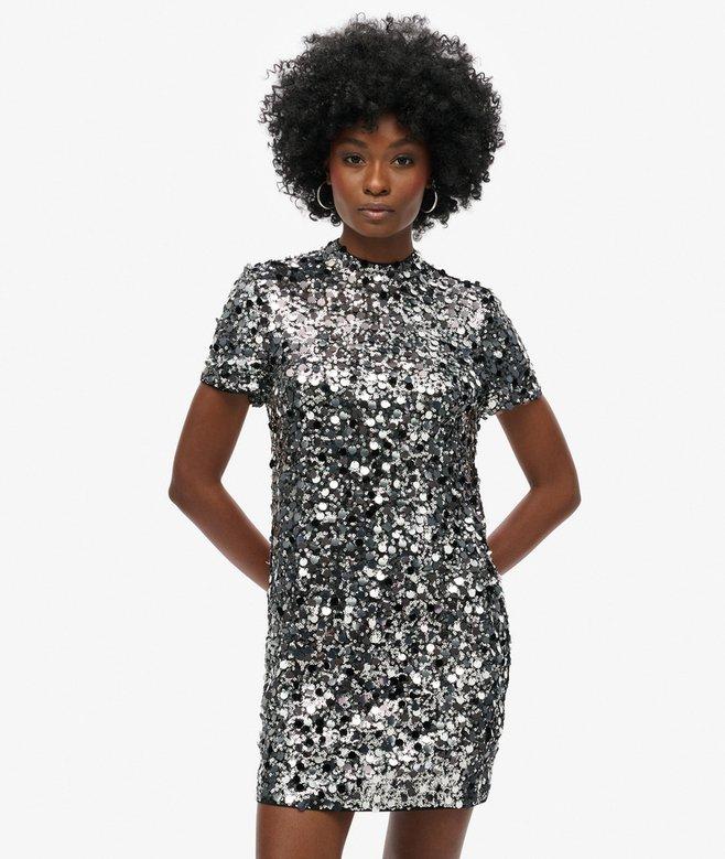 superdry Minivestido tipo camiseta con lentejuelas