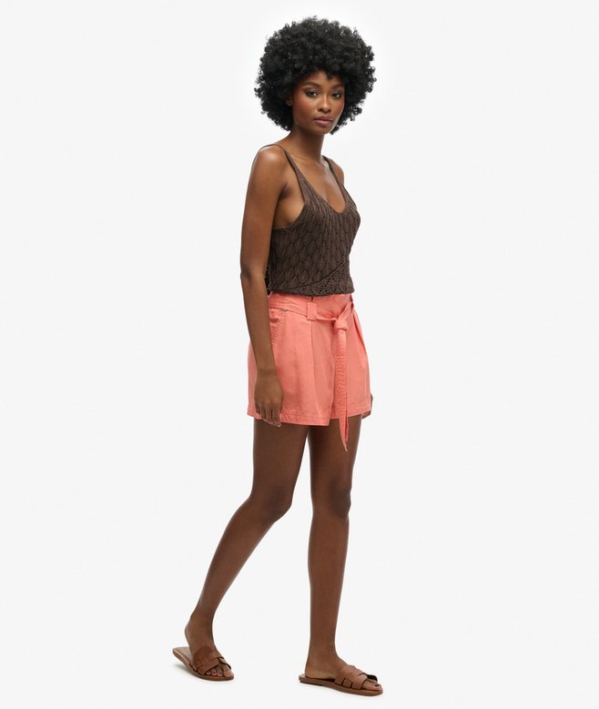 Superdry Pantalón Corto Estilo Paperbag Desert