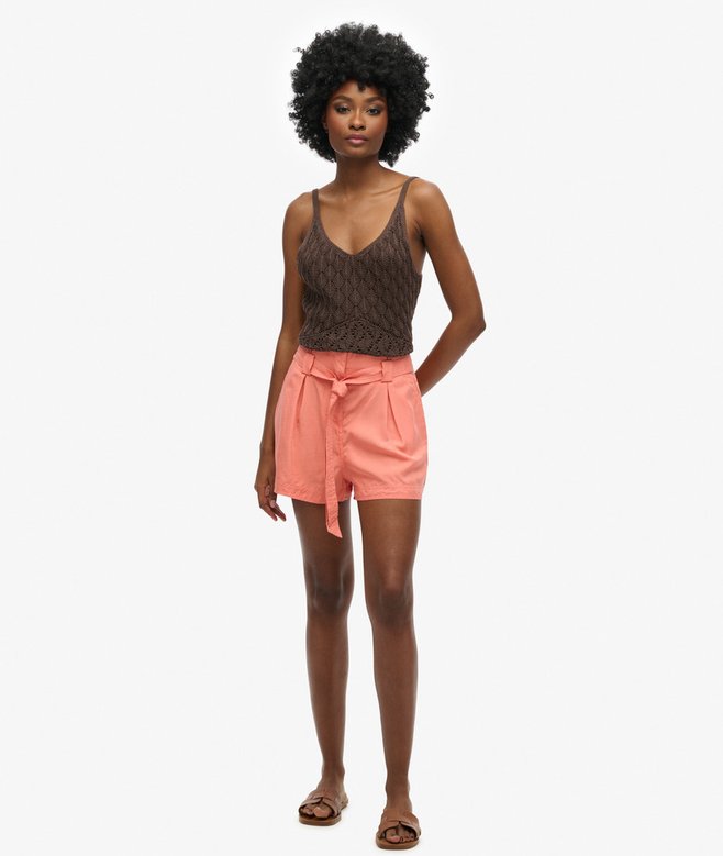 superdry Pantalón corto estilo paperbag Desert