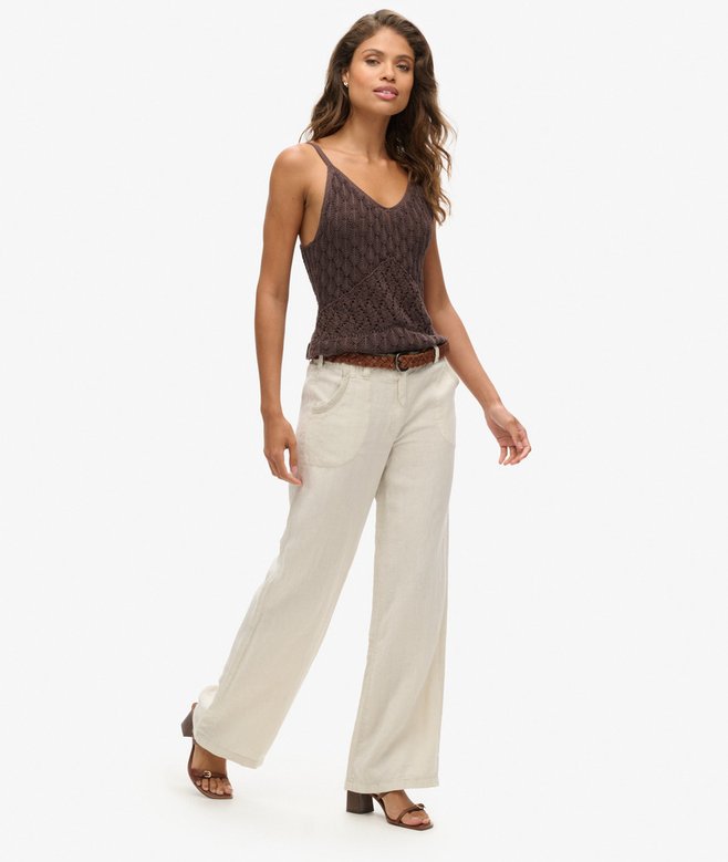 Superdry Pantalones De Lino De Talle Bajo