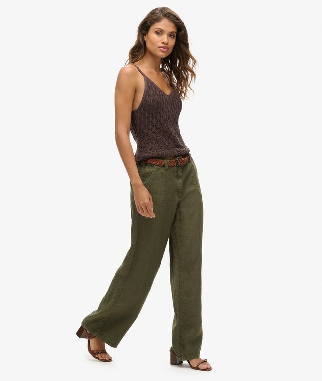 Superdry Pantalones De Lino De Talle Bajo