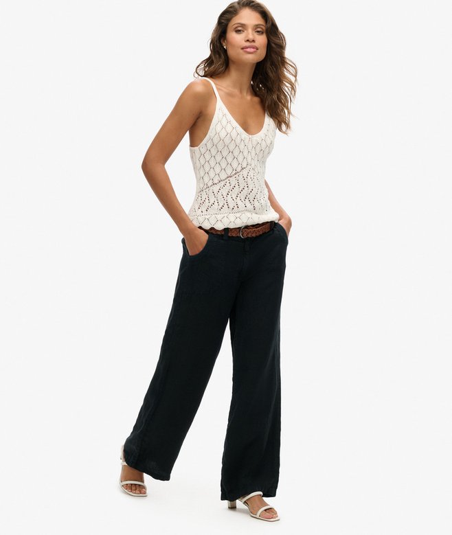 Superdry Pantalones De Lino De Talle Bajo