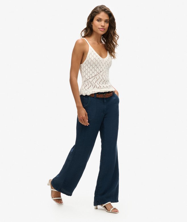 Superdry Pantalones De Lino De Talle Bajo