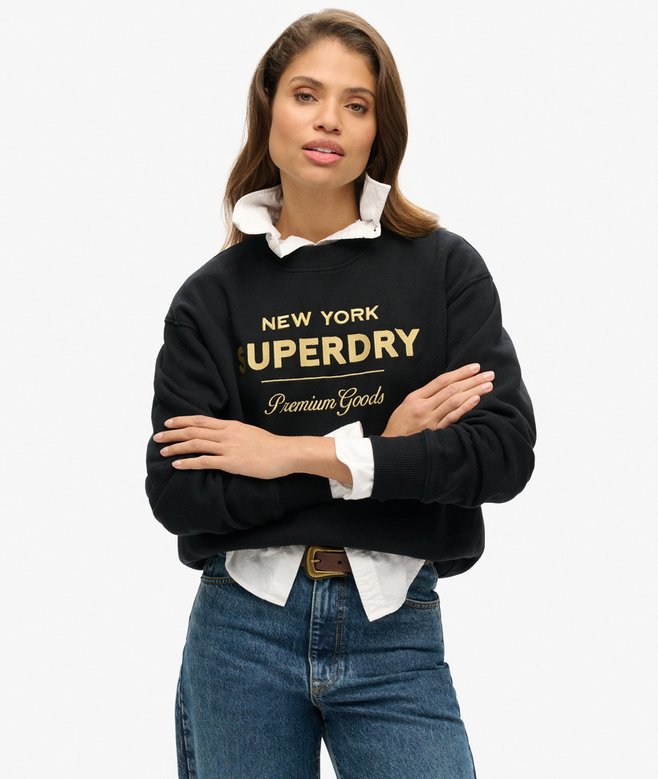 superdry Sudadera con logotipo metalizado Luxe