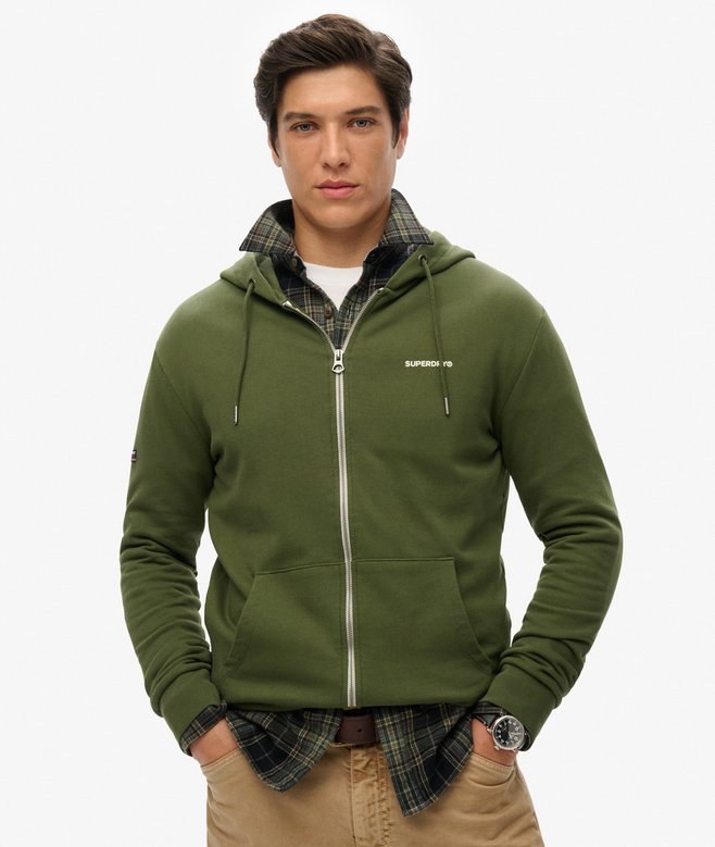 superdry Sudadera lisa con capucha y cremallera