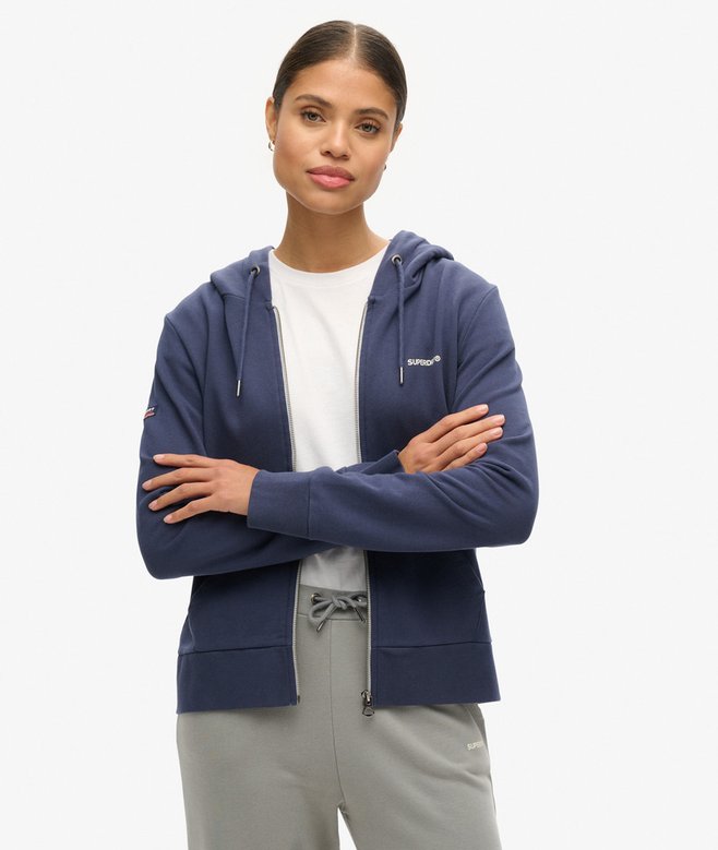 superdry Sudadera lisa con capucha y cremallera
