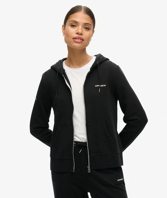 superdry Sudadera lisa con capucha y cremallera