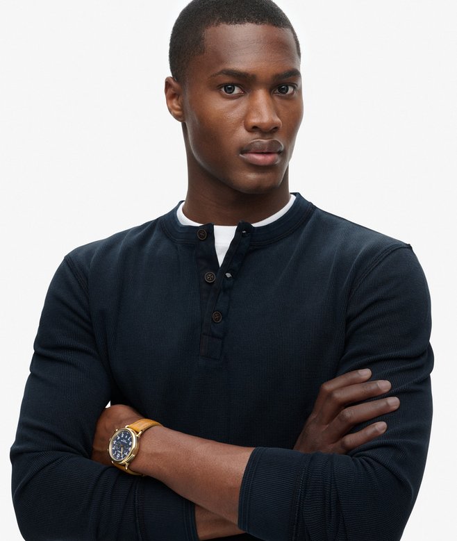 Superdry Top Con Cuello Panadero Y Textura Vintage