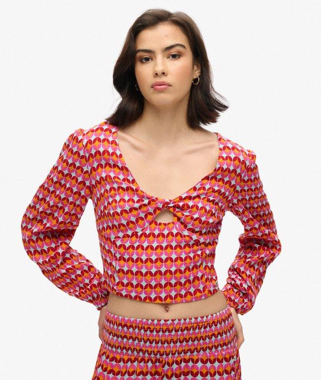 superdry Top corto tejido de manga larga