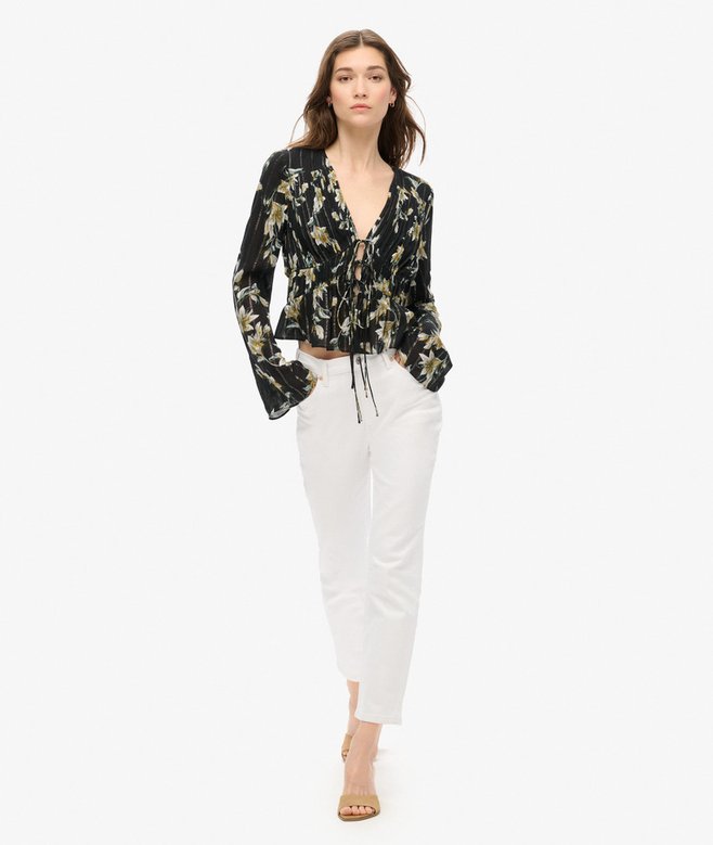 Superdry Top Tejido Plisado Con Mangas 70s