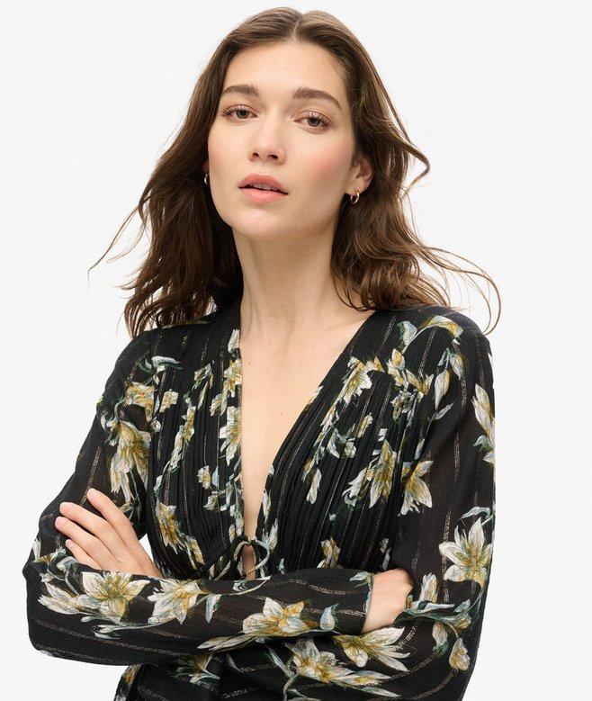 Superdry Top Tejido Plisado Con Mangas 70s