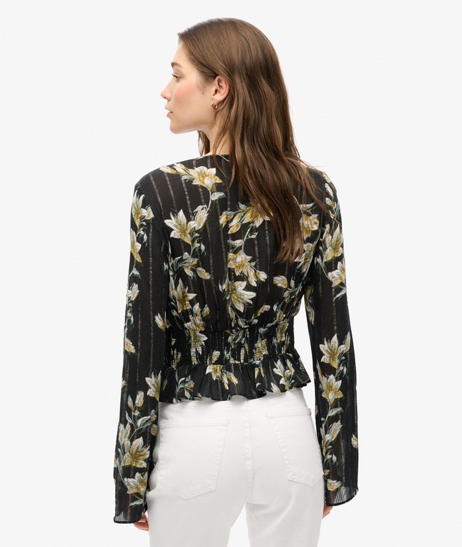 Superdry Top Tejido Plisado Con Mangas 70s