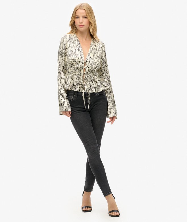 Superdry Top Tejido Plisado Con Mangas 70s