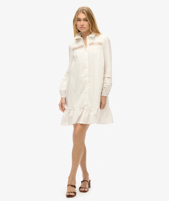 superdry Vestido camisero con mezcla de encaje