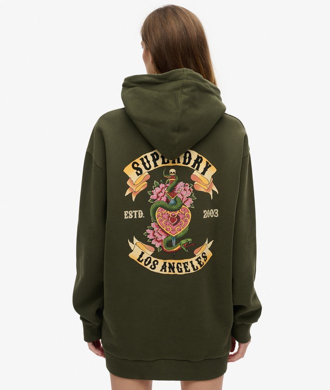 superdry Vestido con capucha y strass Tattoo