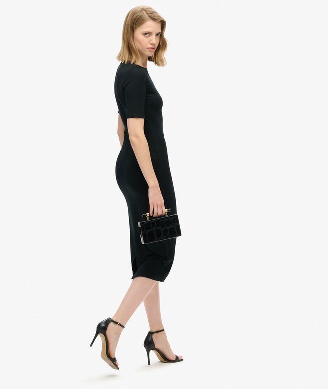 Superdry Vestido De Punto Midi De Manga Corta