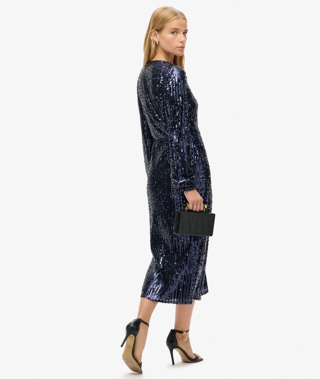 Superdry Vestido Largo Cruzado Sequin