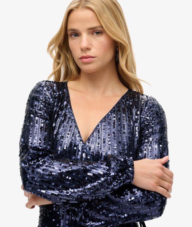 Superdry Vestido Largo Cruzado Sequin
